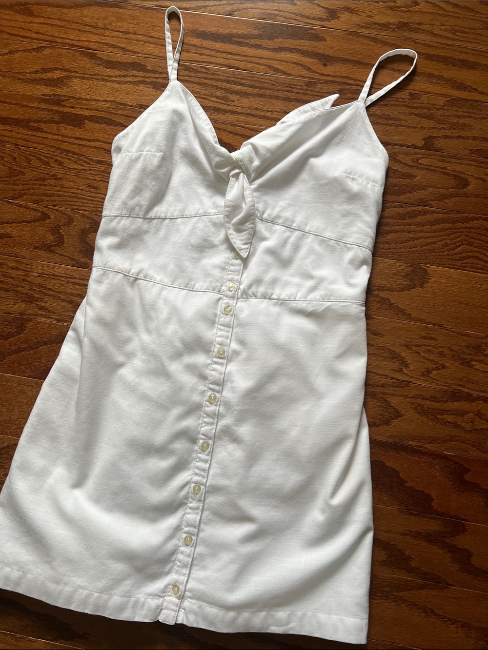 Abercrombie & Fitch White Button-Front Tie-Detail Mini Dress, size S